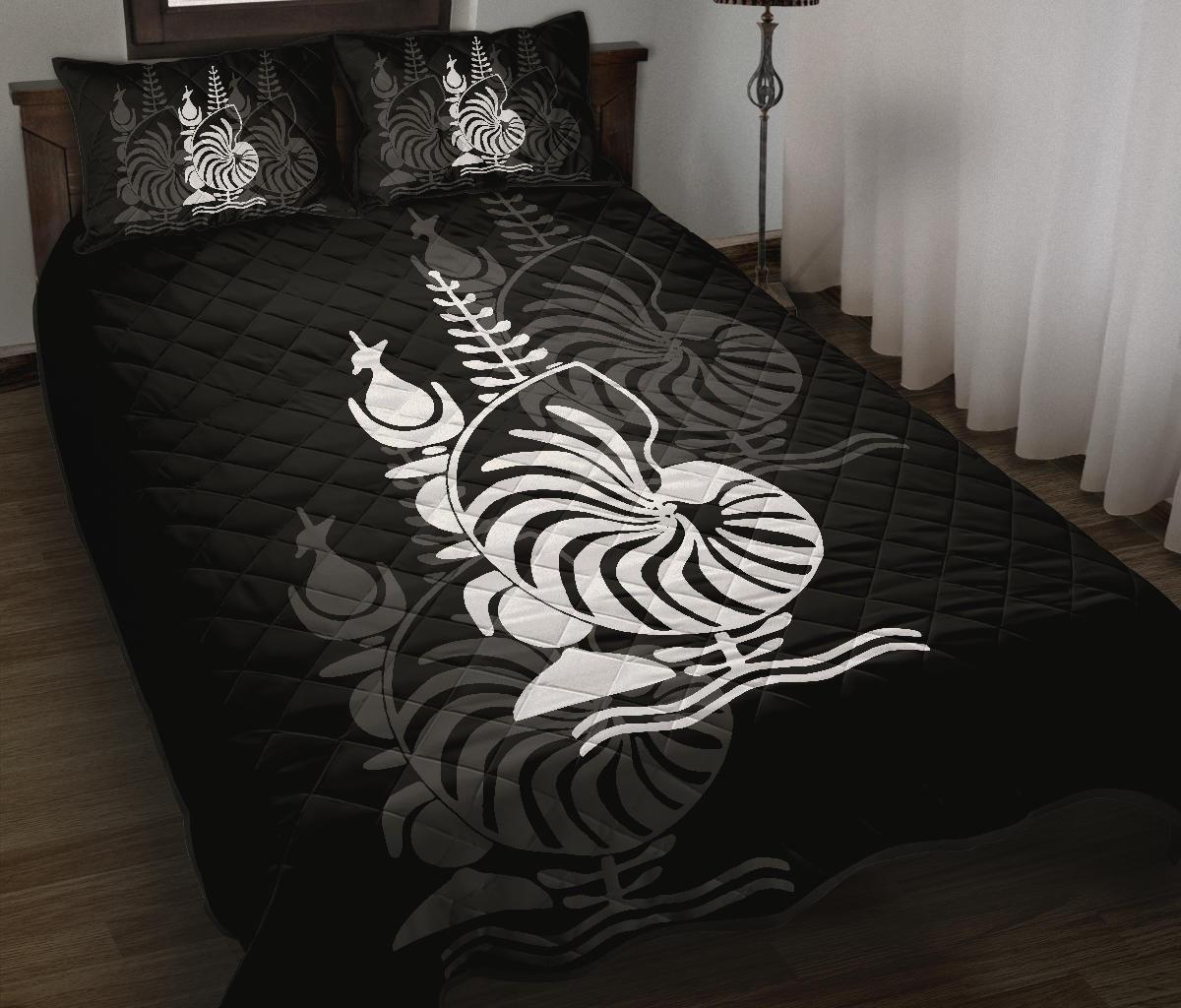 New Caledonia Polynesian Quilt Bed Set Black - Polynesian Pride