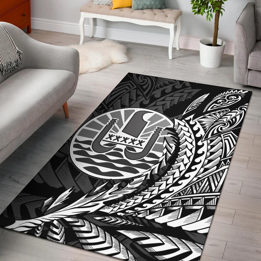 French Polynesia Area Rug - Wings Style Black - Polynesian Pride