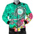 Hawaii Polynesian Men's Bomber Jacket - Hawaii Seal With Turtle Plumeria (Turquoise) Turquoise - Polynesian Pride