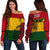 Hawaii Kanaka Flag Polynesian Women's Off Shoulder Sweater Red - Polynesian Pride