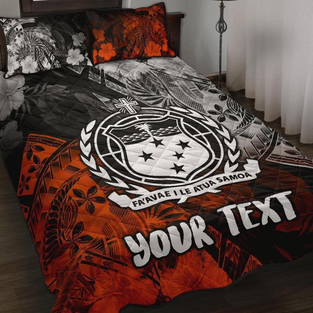 Samoa Polynesian Personalised Quilt Bed Set - Vintage Polynesian Style Black - Polynesian Pride