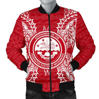 Federated States Of Micronesia Polynesian Men's Bomber Jacket Map Red White Red - Polynesian Pride