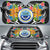 Federated States of Micronesia Auto Sun Shades - Coat Of Arms With Tropical Flowers Auto Sun Shade - FSM Universal Fit Black - Polynesian Pride