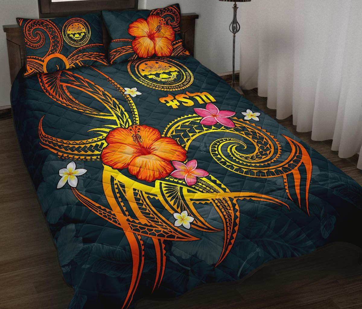 Federated States of Micronesia Polynesian Quilt Bed Set - Legend of FSM (Blue) Blue - Polynesian Pride