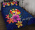 Tonga Polynesian Quilt Bed Set - Floral With Seal Blue - Polynesian Pride