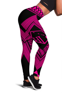 Hawaii Turtle Polynesian Pink Leggings - Diamond Style White - Polynesian Pride