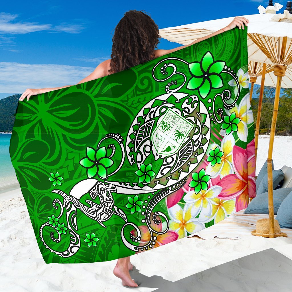 Fiji Sarong - Turtle Plumeria (Green) One Style One Size Green - Polynesian Pride