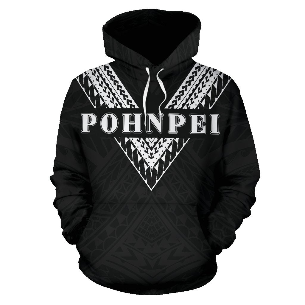 Pohnpei All Over Hoodie Black Sailor Style - Polynesian Pride