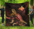 Papua New Guinea Polynesian Premium Quilt - Turtle With Blooming Hibiscus Gold - Polynesian Pride