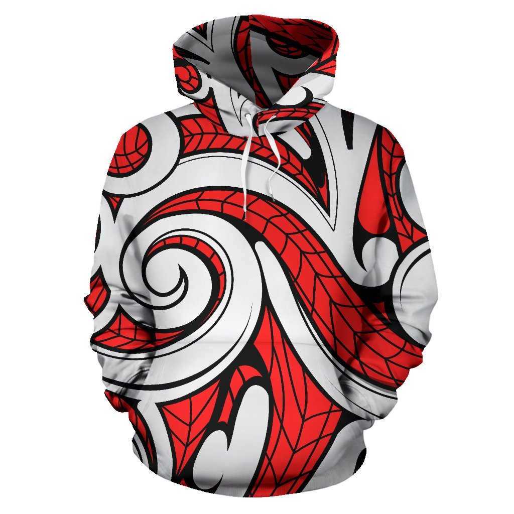 Hawaii Hoodie Polynesian Maori Ethnic Ornament Red Pullover Unisex Art - Polynesian Pride