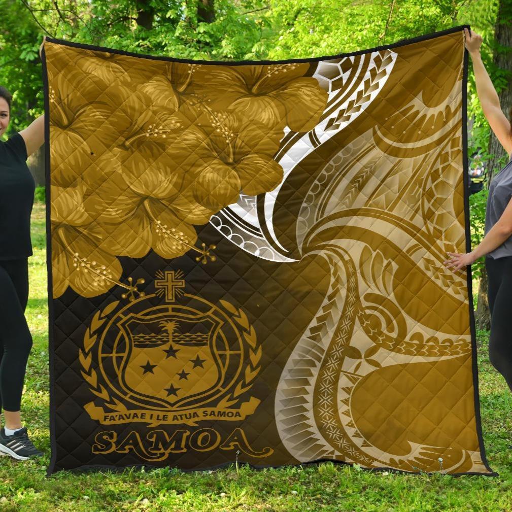 Samoa Premium Quilt - Samoa Seal Wave Style (Gold) Gold - Polynesian Pride