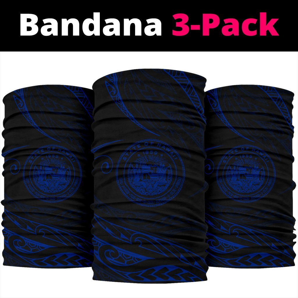 Hawaii Coat Of Arm Polynesian Bandana 3 - Pack - Blue - Polynesian Pride