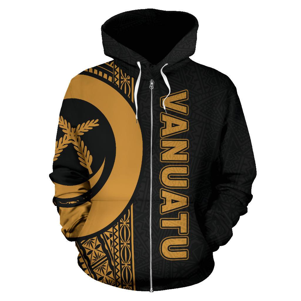 Vanuatu Polynesian Zip up Hoodie Gold Line - Polynesian Pride
