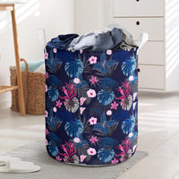 Tropical Palm Tree And Flower Hawaii Laundry Basket Laundry Basket One Size Black - Polynesian Pride