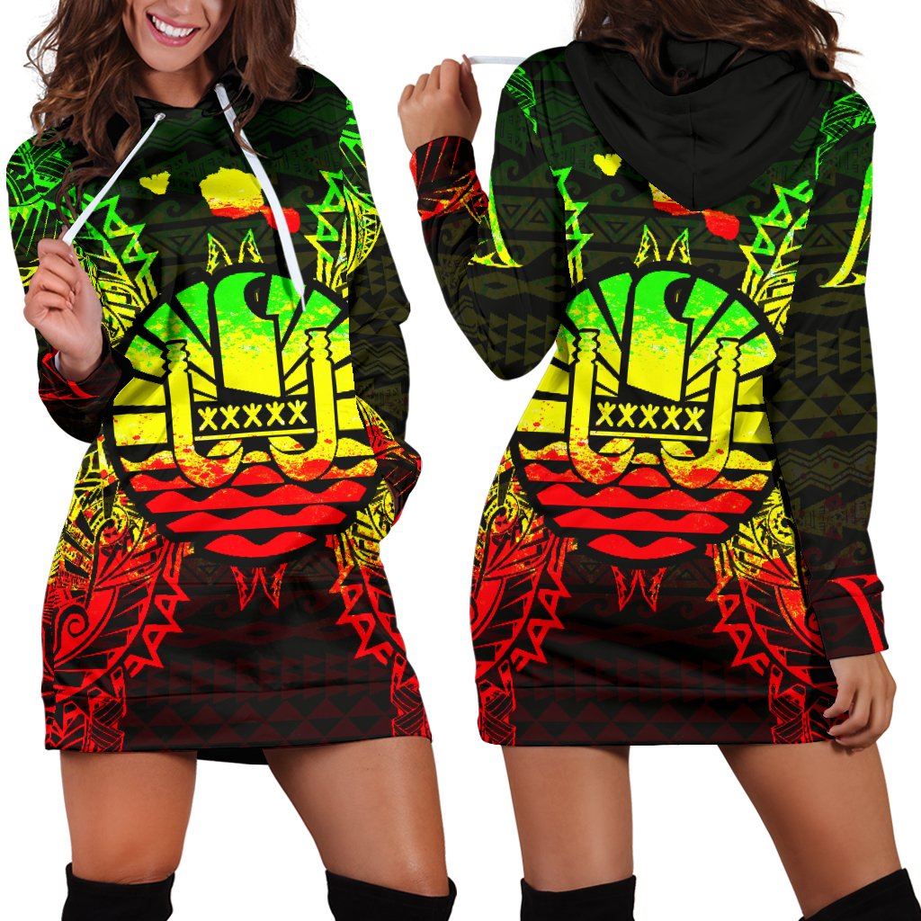 French Polynesia Polynesian Hoodie Dress Map Reggae Reggae - Polynesian Pride