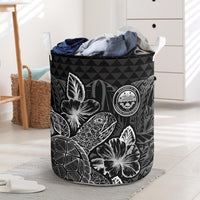 Federated States Of Micronesia Laundry Basket - Polynesian Turtle Hibiscus Black Laundry Basket One Size Black - Polynesian Pride