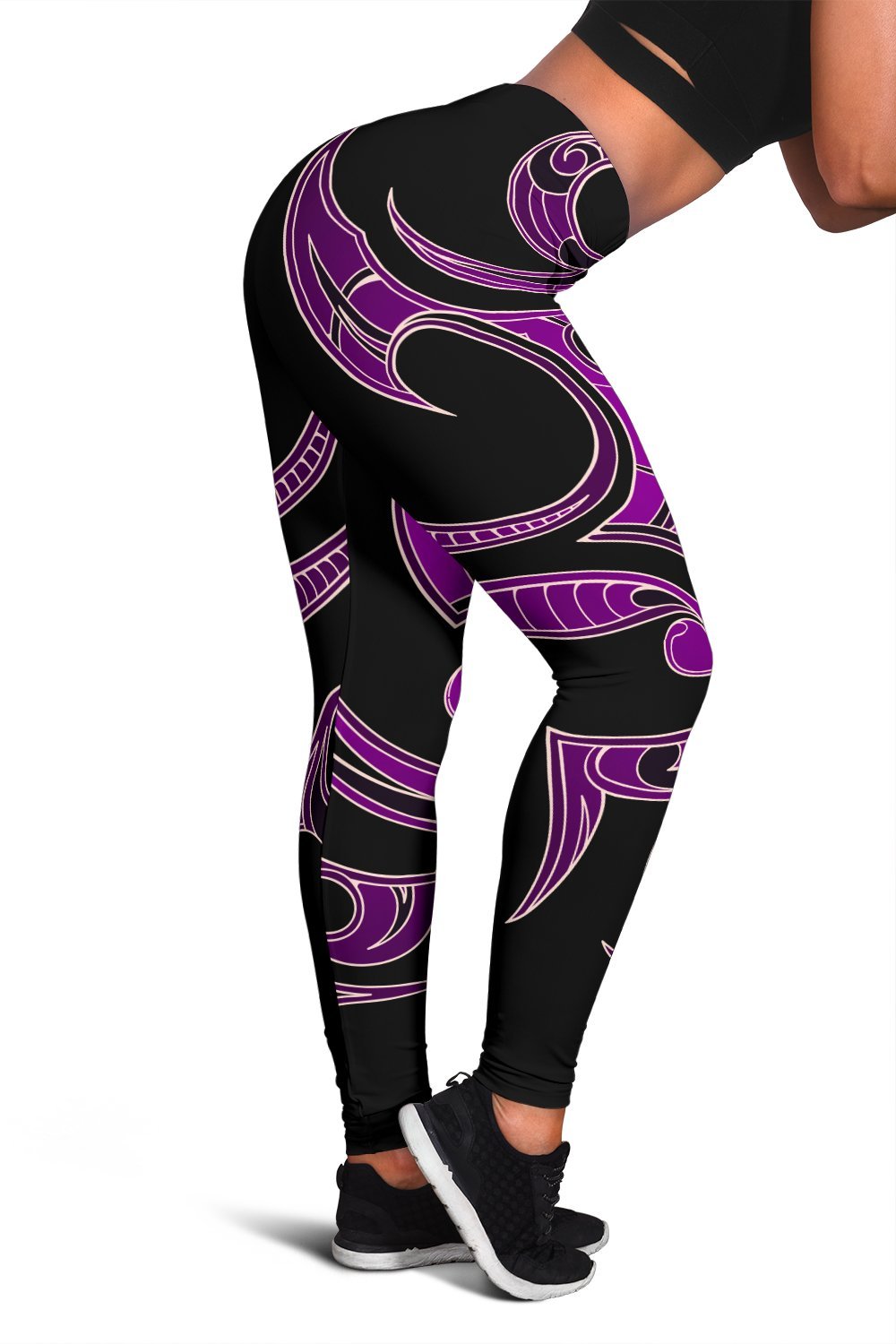 Hawaii Tribal Polynesian Women's Leggings - Purple - Juno Style - AH Purple - Polynesian Pride