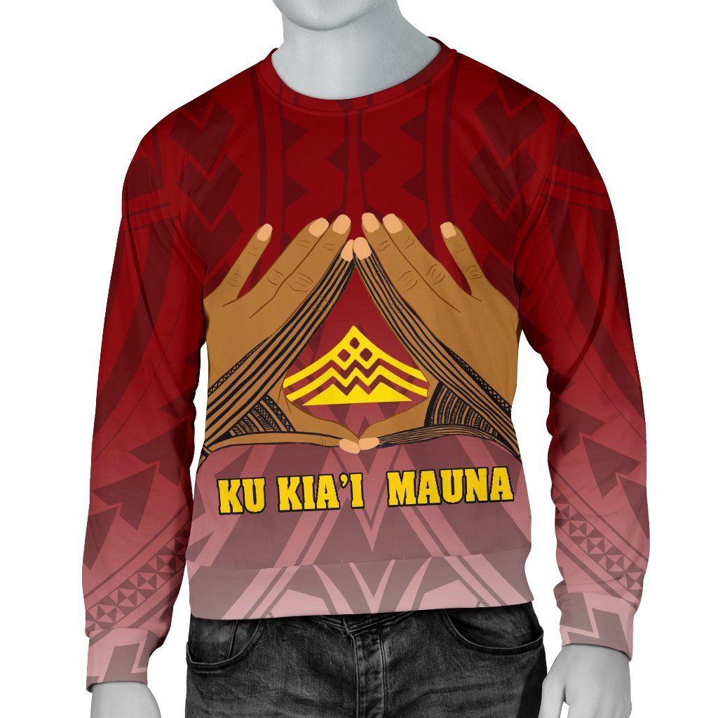 Hawaii Mauna Kea Sweater - Hand Sign Symbol Unisex Red - Polynesian Pride