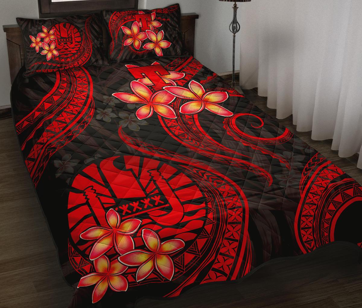 Tahiti Polynesian Quilt Bed Set - Red Plumeria RED - Polynesian Pride