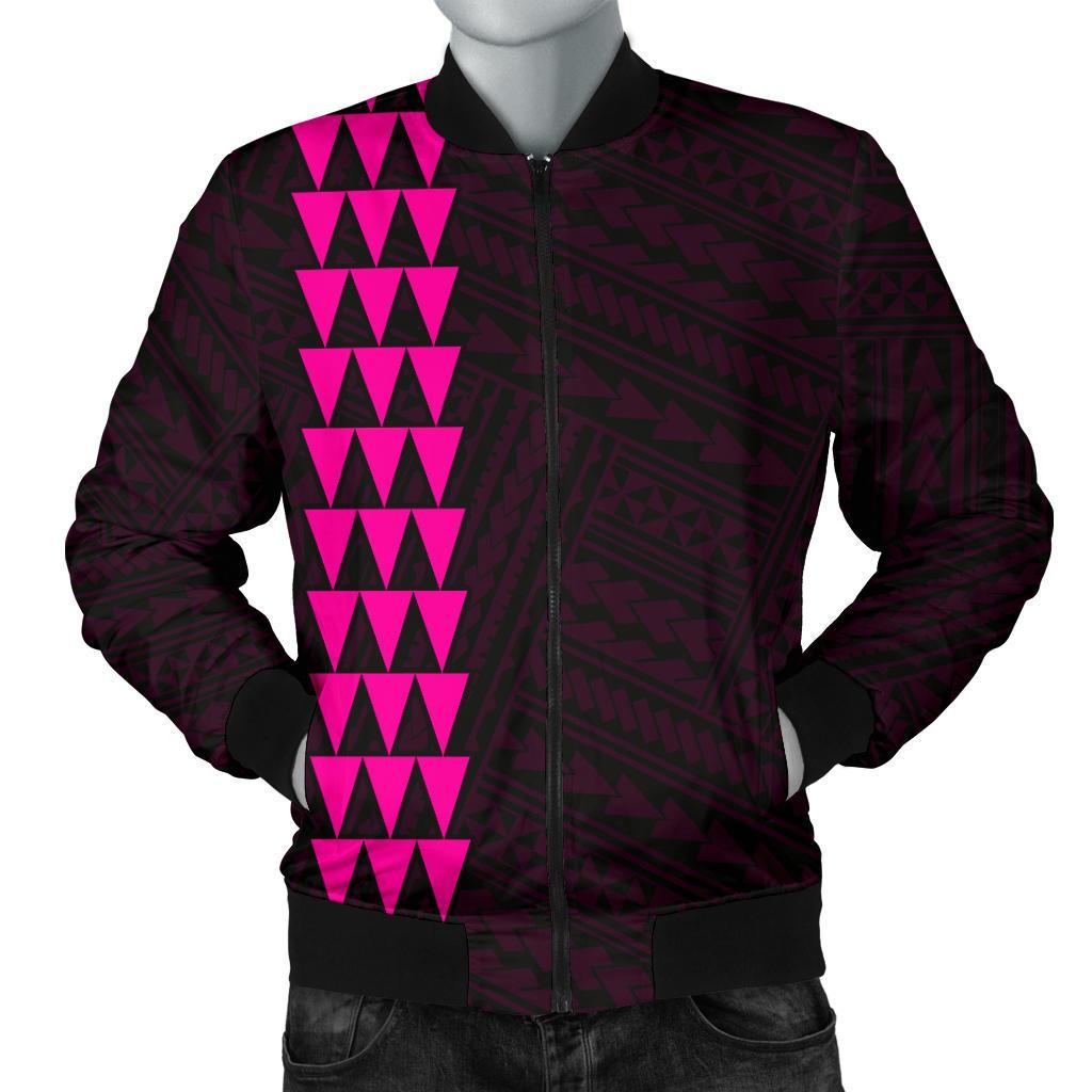 Hawaii Kakau Polynesian Hammerhead Shark Men's Bomber Jacket - Pink Pink - Polynesian Pride