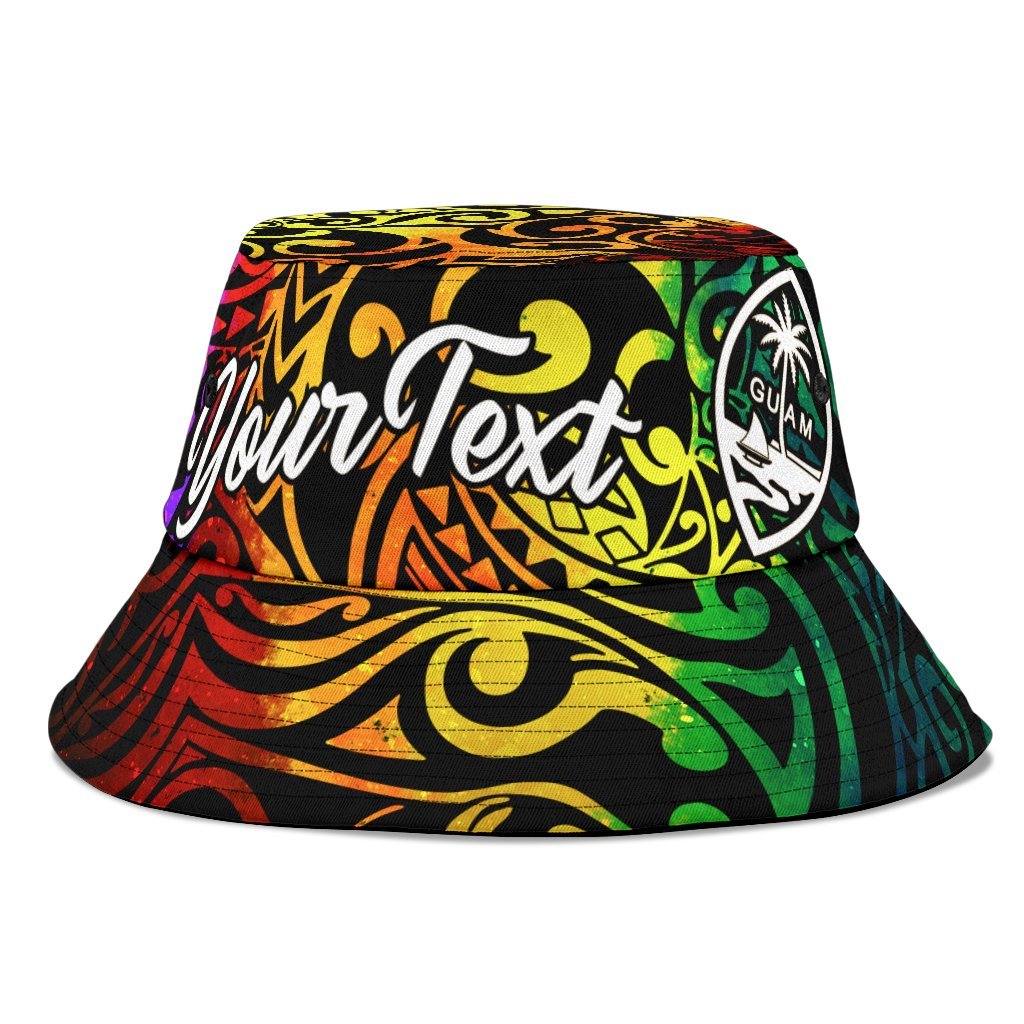 Guam Custom Personalised Bucket Hat - Rainbow Polynesian Pattern Unisex Universal Fit Reggae - Polynesian Pride