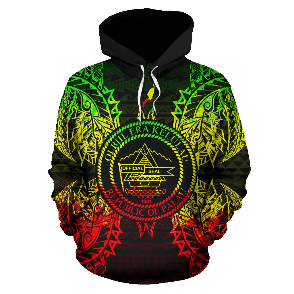 Palau Polynesian ll Over Hoodie Map Reggae - Polynesian Pride