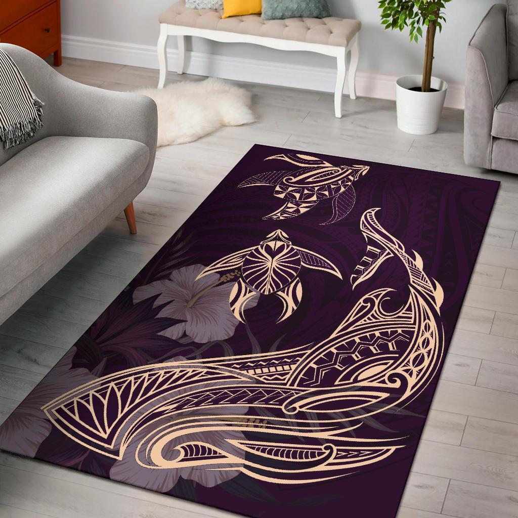Hawaii Tropical Hibiscus Aumakua Rug - Lucas Style - Purple Rug Purple - Polynesian Pride