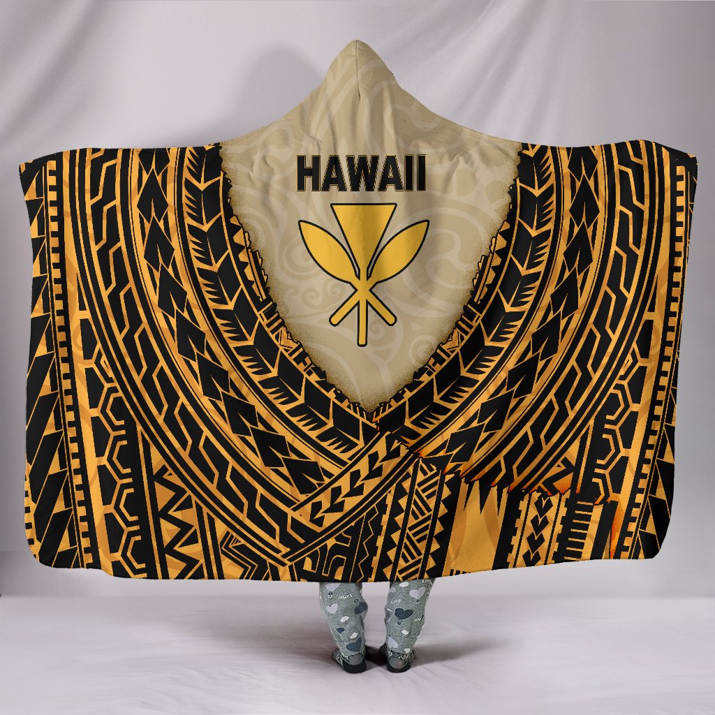 Hawaii Hooded Blanket - Polynesian Wild Style Hooded Blanket Gold - Polynesian Pride