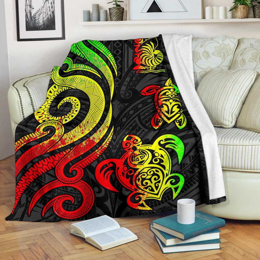 New Caledonia Premium Blanket - Reggae Tentacle Turtle White - Polynesian Pride