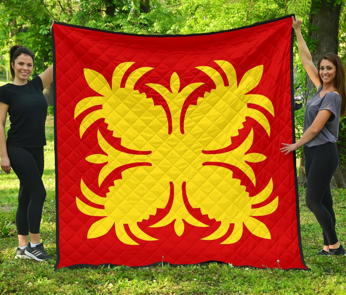 Hawaiian Premium Quilt Royal Pattern - Royal - A2 Style Royal - Polynesian Pride