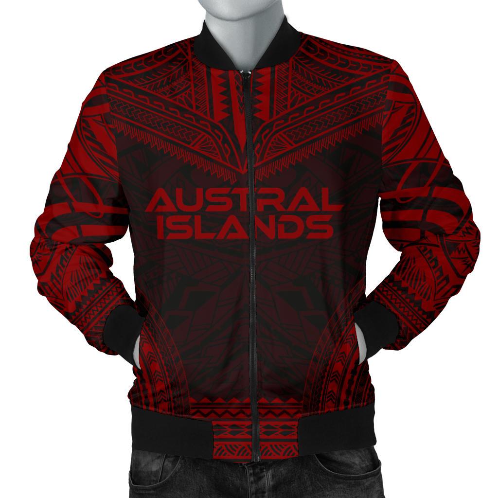 Austral Islands Polynesian Chief Men's Bomber Jacket - Red Version Red - Polynesian Pride