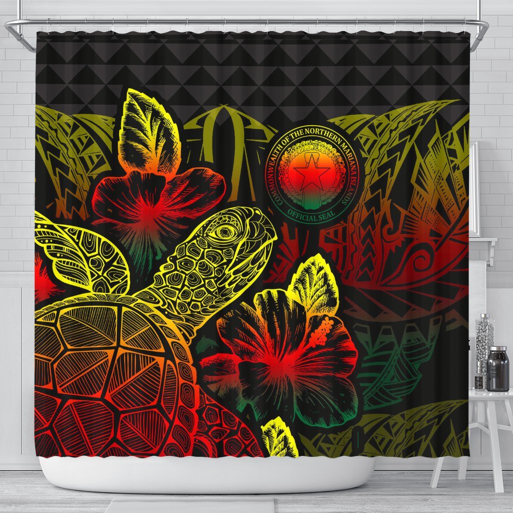 Northern Mariaba Islands Shower Curtain Turtle Hibiscus Reggae 177 x 172 (cm) Reggae - Polynesian Pride