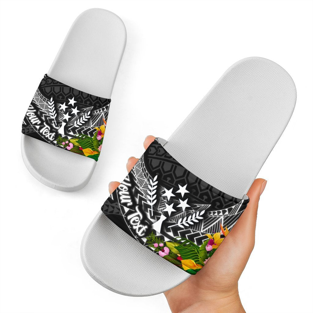 Kosrae State Slide Sandals - Custom Personalised Seal Spiral Polynesian Patterns White - Polynesian Pride