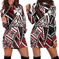 Wallis and Futuna Women's Hoodie Dress - Tribal Flower Special Pattern Red Color - Polynesian Pride