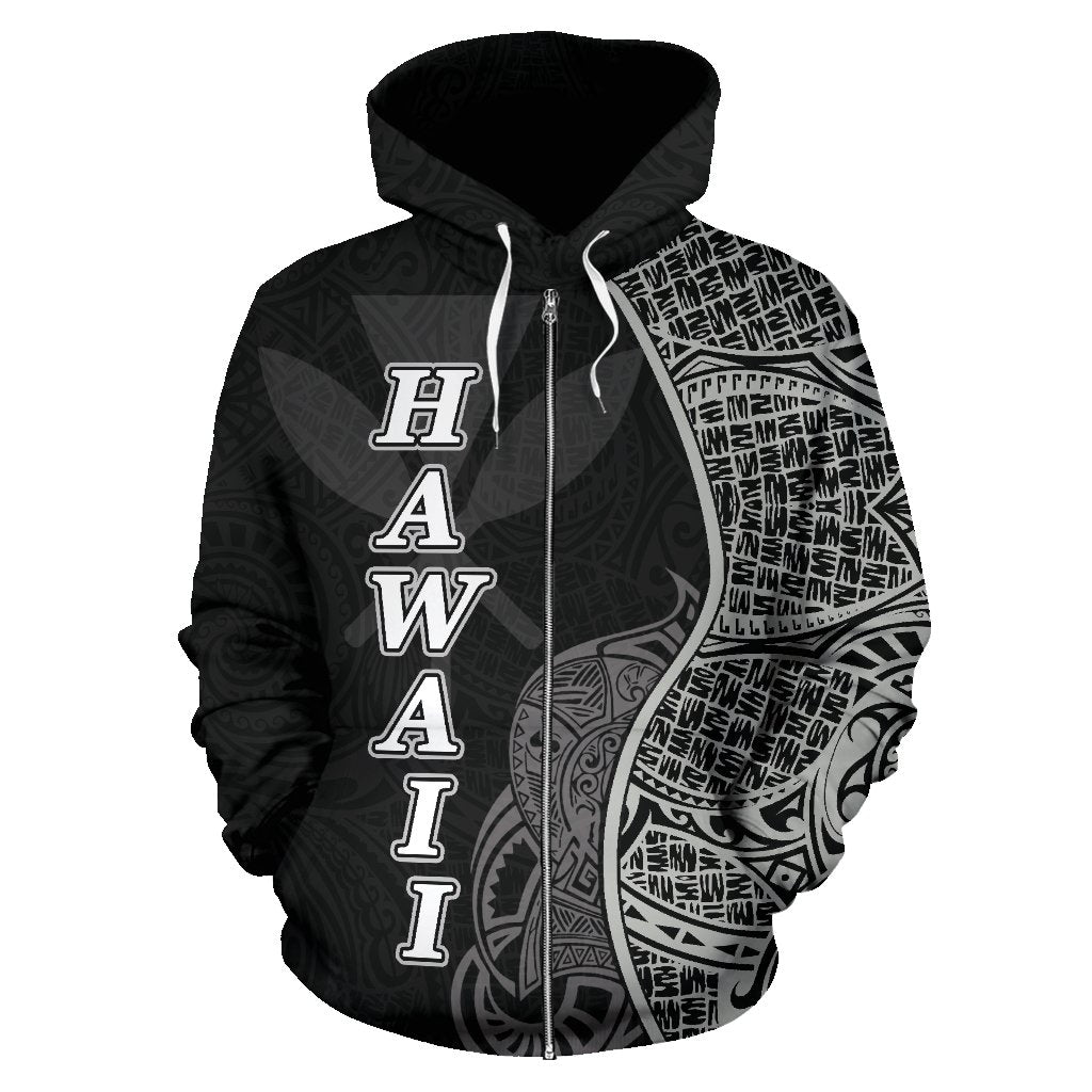 Polynesian Hawaii Zip up Hoodie Coconut Tree Black - Polynesian Pride