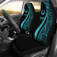 Pohnpei Car Seat Covers - Turquoise Polynesian Tentacle Tribal Pattern Universal Fit Turquoise - Polynesian Pride
