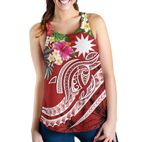 Nauru Polynesian Women's Racerback Tank - Summer Plumeria (Red) - Polynesian Pride