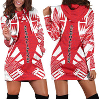 Austral Islands Hoodie Dress - Polynesian Tattoo Flag Black - Polynesian Pride