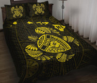 Hawaii Turtle Hibicus Map Quilt Bed Set - Yellow - Polynesian Pride