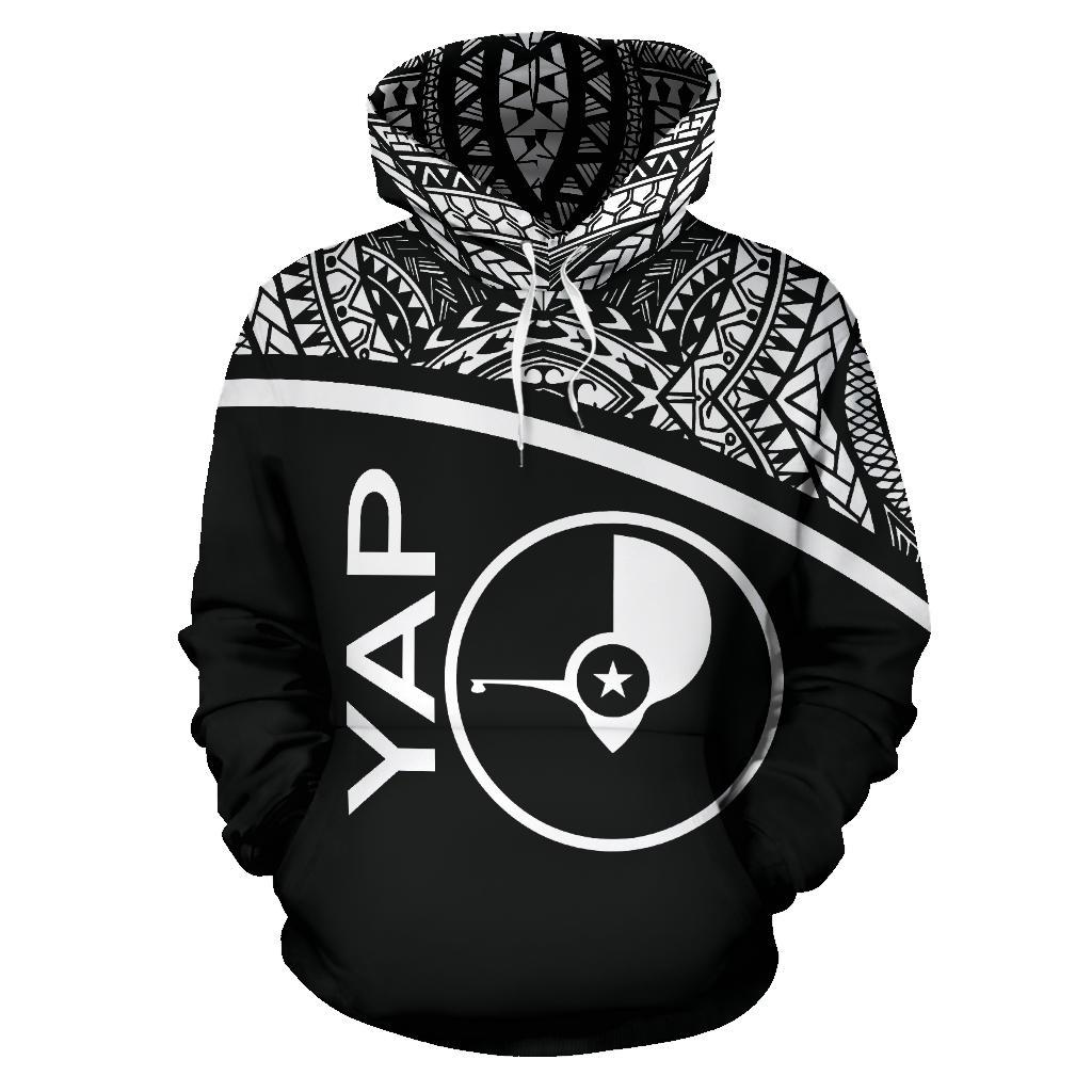 Yap All Over Hoodie Micronesia Black Curve Style - Polynesian Pride