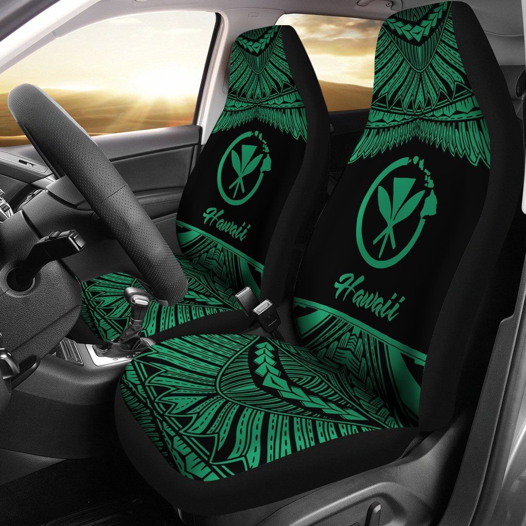 Hawaii Polynesian Car Seat Covers - Pride Green Version Universal Fit Green - Polynesian Pride