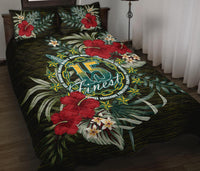 Cook Islands Polynesian Quilt Bed Set - Special Hibiscus Black - Polynesian Pride