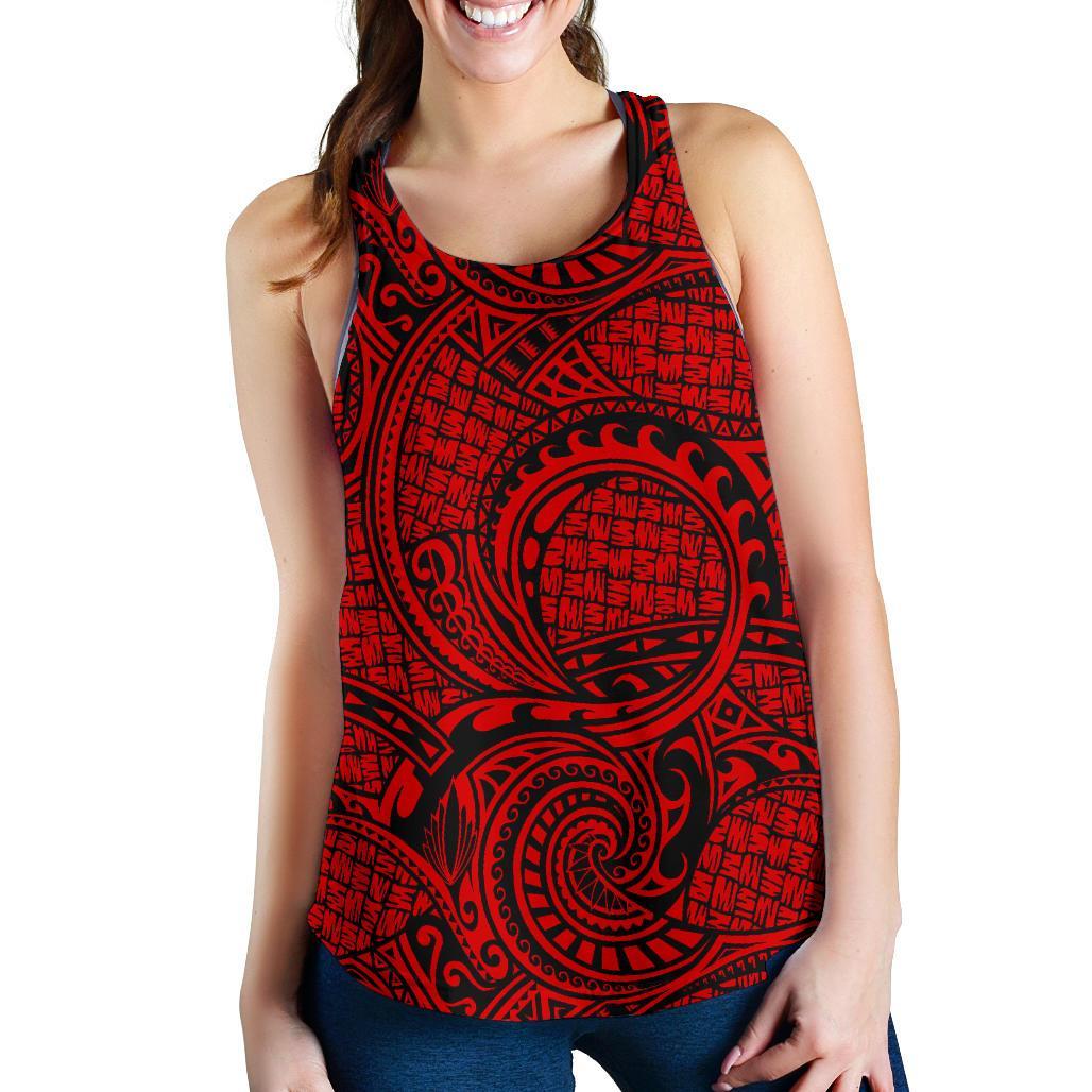 Polynesian Maori Lauhala Red Women's Racerback Tank Top Red - Polynesian Pride