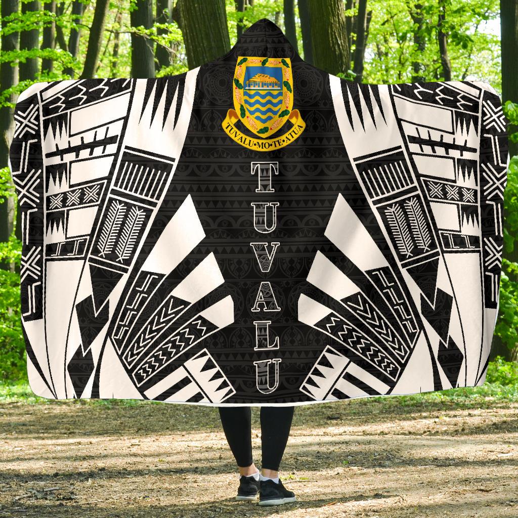 Tuvalu Hooded Blanket - Polynesian Tattoo Black Hooded Blanket Black - Polynesian Pride