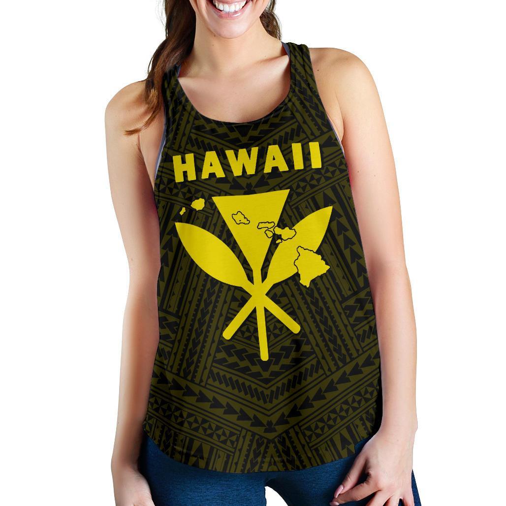 Hawaii Kanaka Polynesian Women's Racerback Tank Yellow - Polynesian Pride