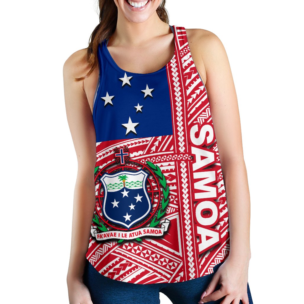 Samoa Flag Polynesian Women's Racerback Tank - Polynesian Pride