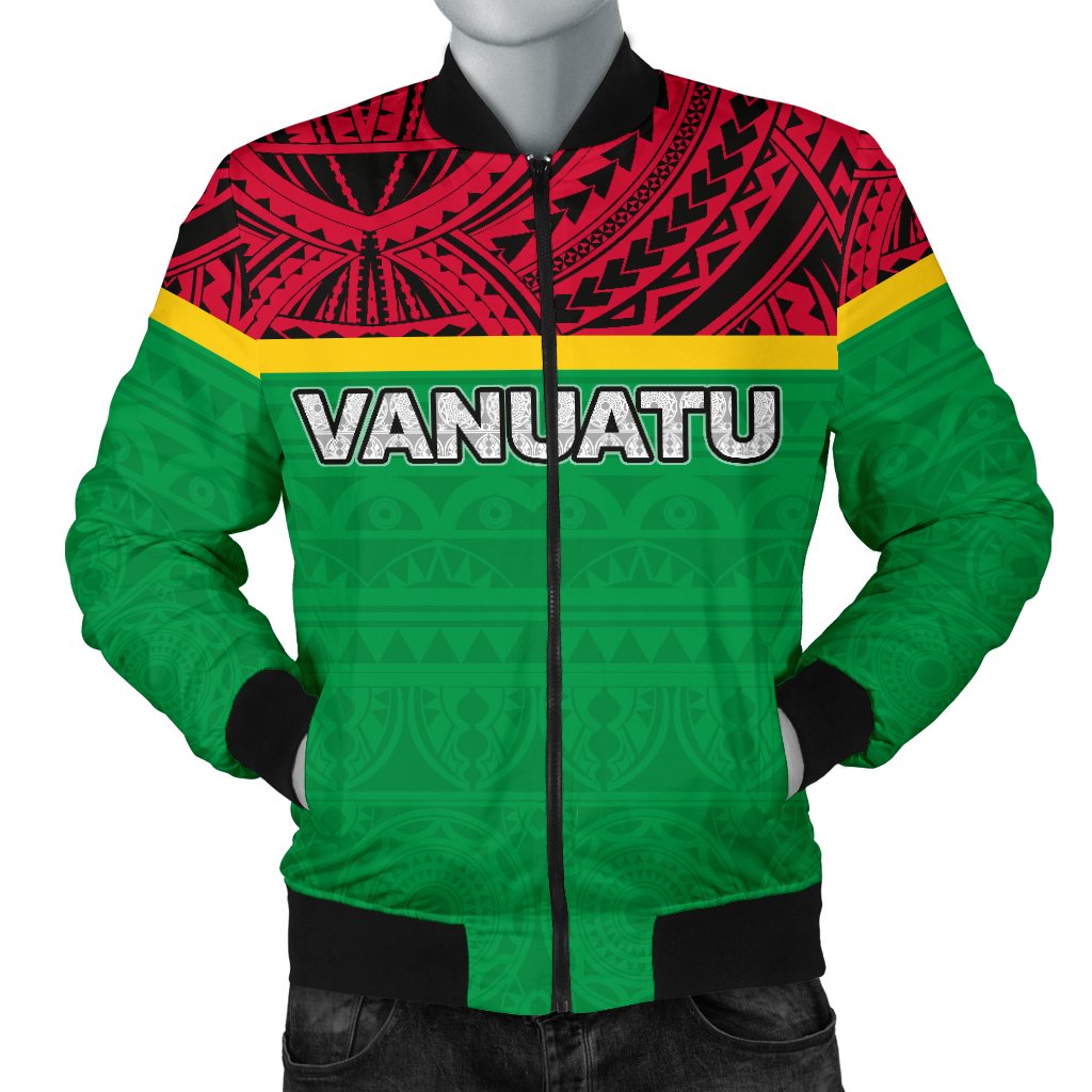 Vanuatu Men's Bomber Jacket - Polynesian Design Black - Polynesian Pride
