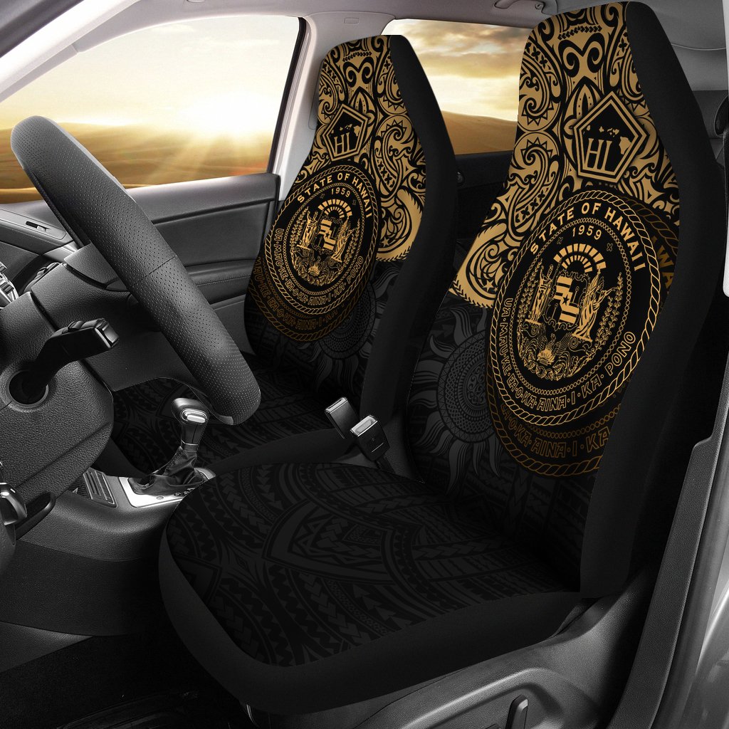 Hawaii Car Seat Covers - Hawaii Seal Pride Style (Gold) Universal Fit Art - Polynesian Pride