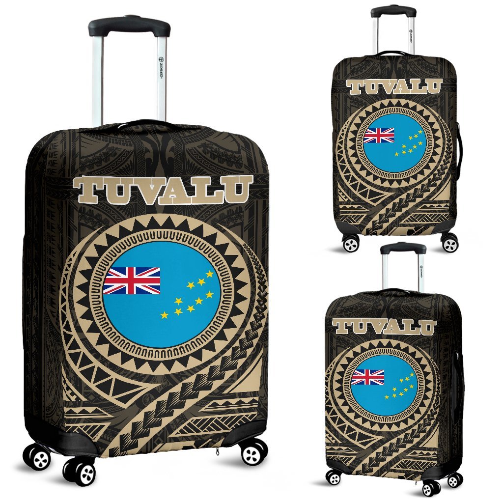 Tuvalu Polynesian Luggage Cover A7 Black - Polynesian Pride