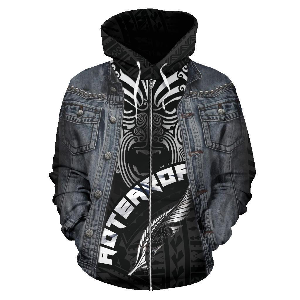 Maori Moko Warface 3D Denim Zip Hoodie - Polynesian Pride